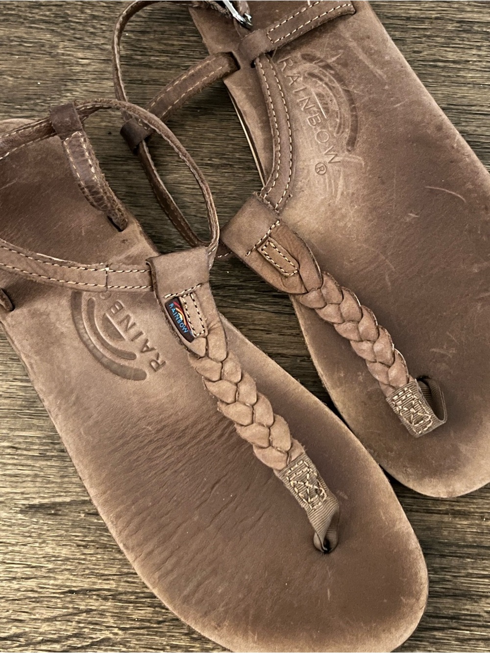 Rainbow Sandals Flirty Braidy T-Street Suede Leather Sandals Sierra Brown XL 9